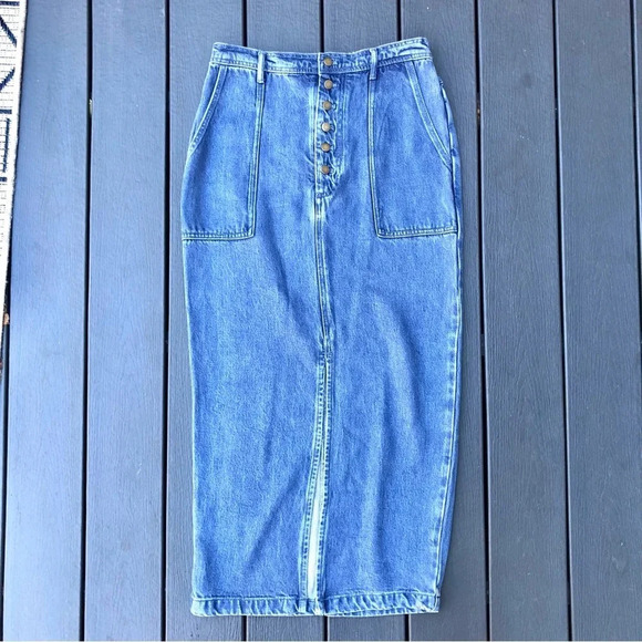 Young Fabulous & Broke Denim Maxi Skirt YFB Size Medium Modal Super Soft NWT - Picture 2 of 11